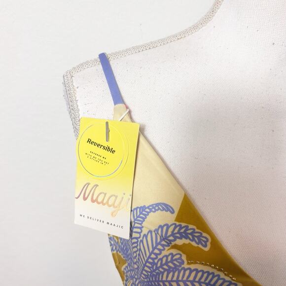 MAAJI PERIWINKLE PALMS IRENE UNMOLDED UNDERWIRED REVERSIBLE BIKINI TOP XL NEW - Picture 5 of 6